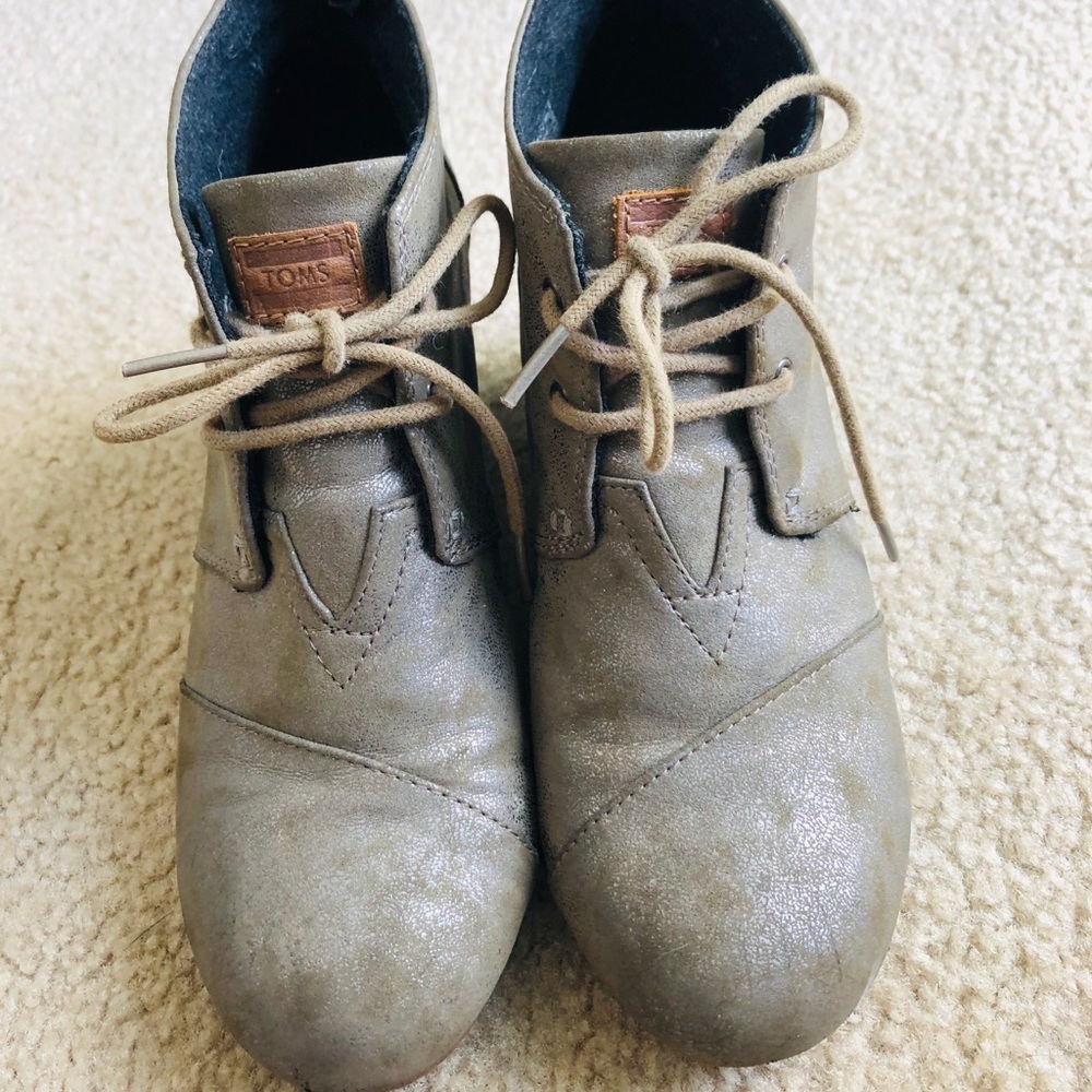 TOMS gun-metal booties